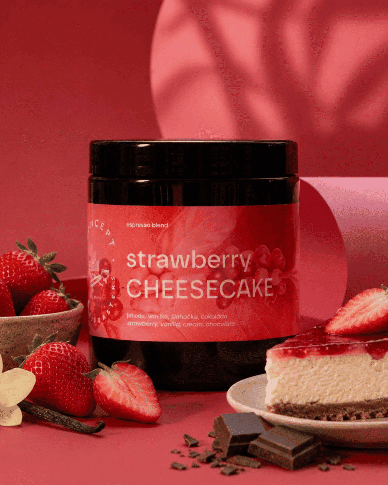 Cafea de specialitate Concept Coffee Strawberry Cheesecake blend espresso co-fermentat cu căpșuni Colombia Brazilia