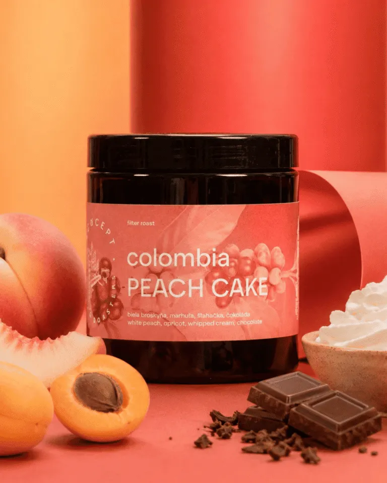 Cafea de specialitate Concept Coffee Peach Cake Colombia Huila co-fermentat cu piersică – note de piersică albă, caisă și frișcă
